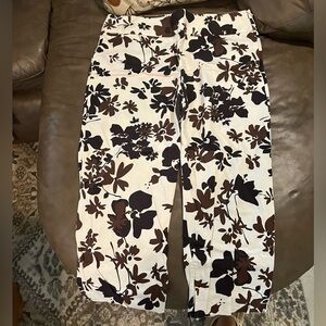 Banana Republic, brown/black floral crop pant, Size 10